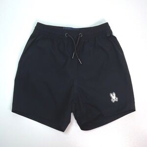 Psycho Bunny Kids Black Swim Trunks Shorts Bunny Logo Elastic Waist Size 4/XXS